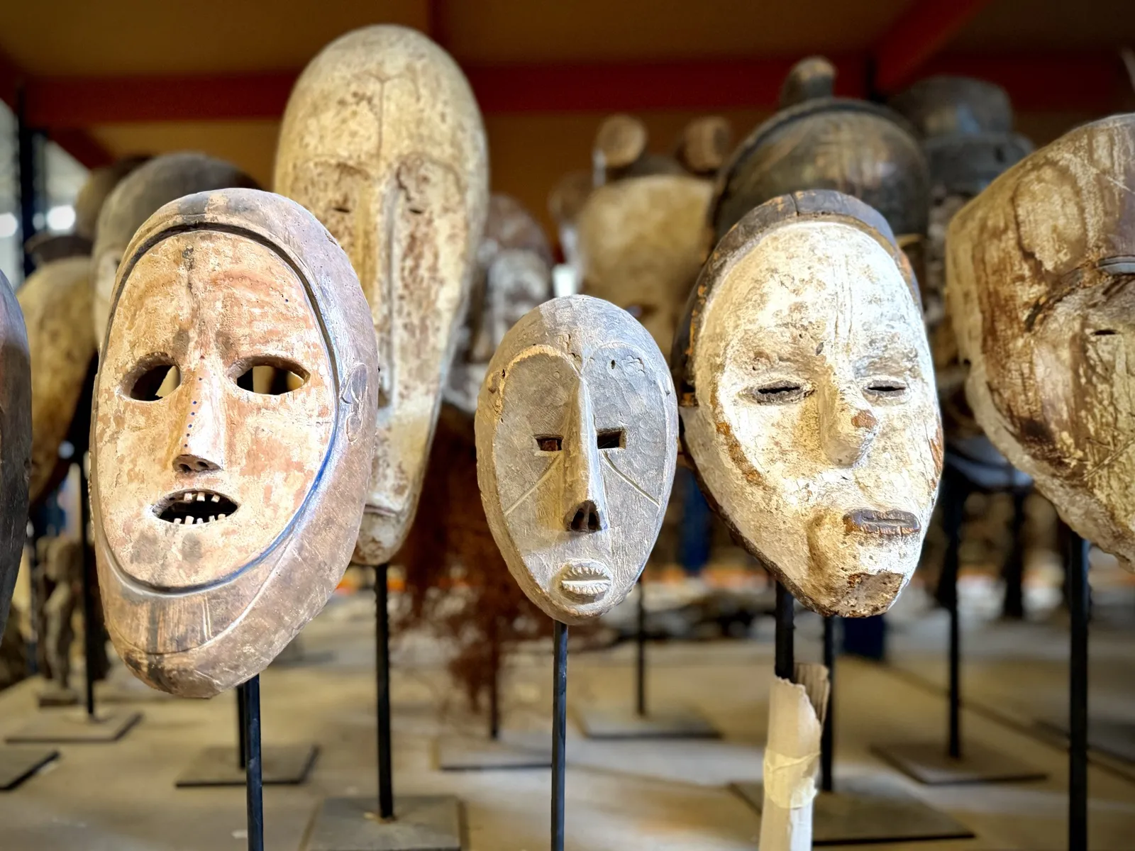 Various carved African masks