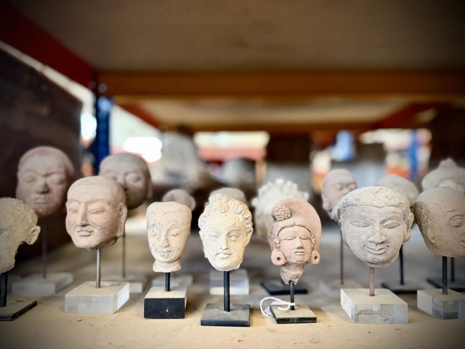 Gandhara-style stucco and schist heads with classical features