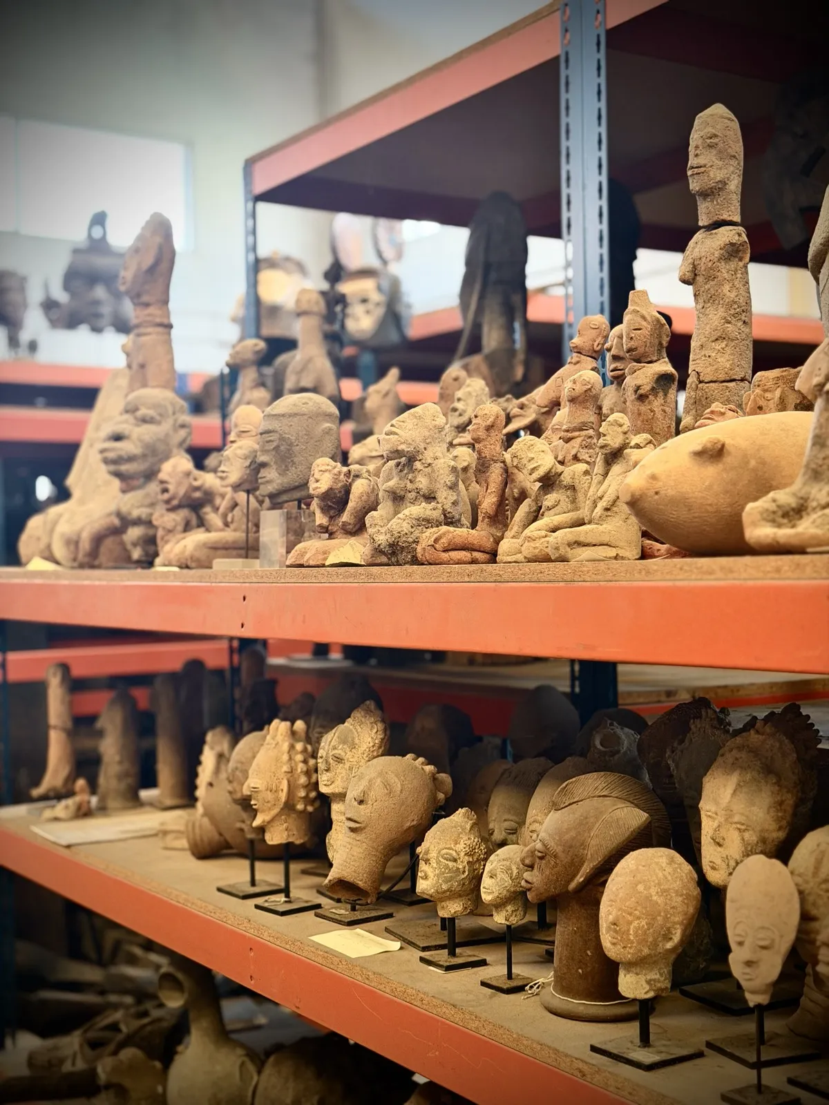 Shelves of terracotta figures and heads